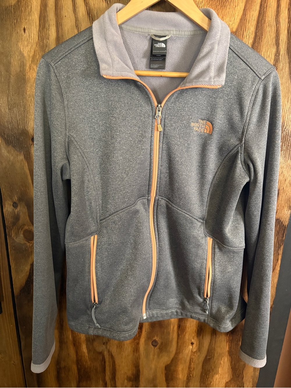 The North Face Women's Gray Fleece Jacket with Peach Trim